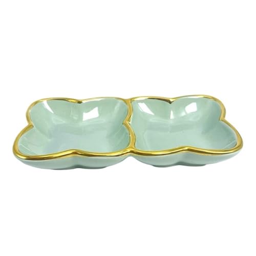 YAOHY Multifunktionale Reptilien Wasserschale Nahrungsmittel Geschirr Keramik Gold-Rimmed Schildkröten Wasserschale Multifunktionale Einsiedler Krabbe Reptile Näpfe(Light Green) von YAOHY