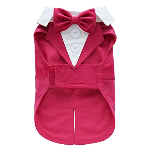 Haustier Hund formelles Outfit Smoking-Hochzeitsfeier Kleid-Hundeanzug Welpen Französisch Bulldogge Gentlemen-Stil Hundehochzeitshemd mit Fliege Kostüm LFXZ23Rose M von YAOTT