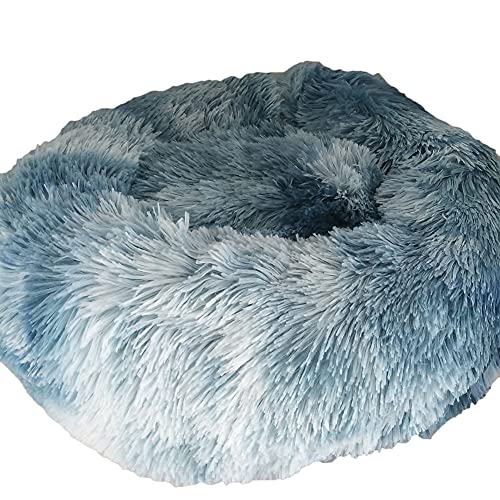 YAOTT Haustierbett - Katzenbett Rundes Plüsch Haustierbett, Hundehaus Welpen Donut Kissen, Superweiche Flauschig Bequeme Hundehütte,Warme,Tragbare,Blau4,XL von YAOTT