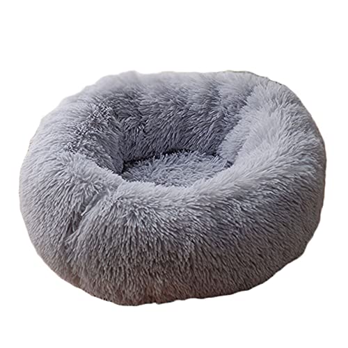 YAOTT Haustierbett - Katzenbett Rundes Plüsch Haustierbett, Hundehaus Welpen Donut Kissen, Superweiche Flauschig Bequeme Hundehütte,Warme,Tragbare,Grau1,XL von YAOTT