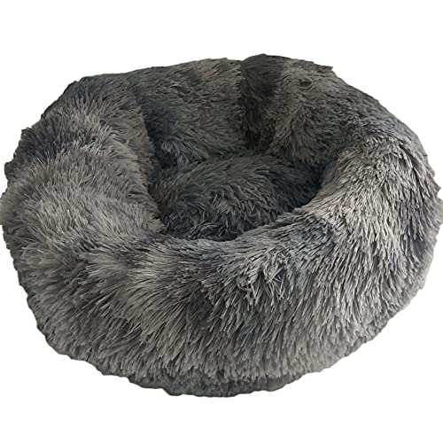 YAOTT Haustierbett - Katzenbett Rundes Plüsch Haustierbett, Hundehaus Welpen Donut Kissen, Superweiche Flauschig Bequeme Hundehütte,Warme,Tragbare,Grau3,XL von YAOTT