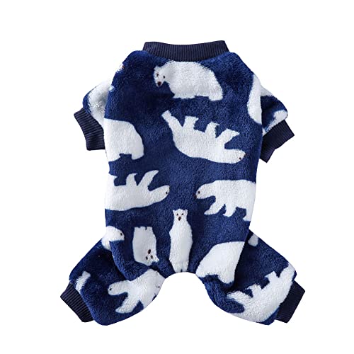 Hund Haustier-Kleidung Wintermantel Jumpsuit-Pyjama Plüsch-Fleece-Jacke Hundepullover Hundeoveralls Pjs-Welpen-Mantel für Chihuahua Hunde Katzen Blau L von YAOTT
