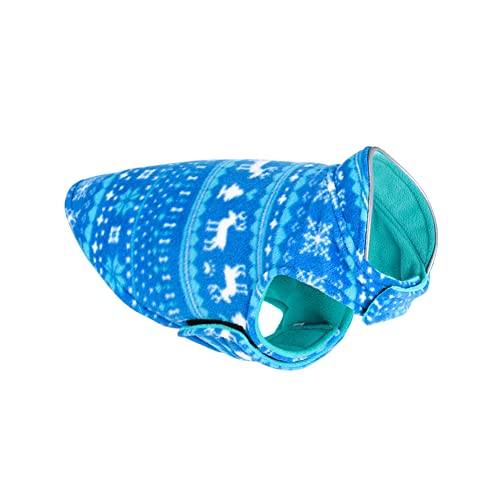 Hundepullover Weihnachten Haustier Hund Katze Pullover Schneeflocke Druck Hundejacke Kaltes Wetter Hundebekleidung Winter Warme Wendbare Hundemantel für Kleine Mittlere Hunde mit Geschirrloch Blau M Hundepullover Weihnachten Haustier Hund Katze Pullover Schneeflocke Druck Hundejacke Kaltes Wetter Hundebekleidung Winter Warme Wendbare Hundemantel für Kleine Mittlere Hunde mit Geschirrloch Blau M von YAOTT