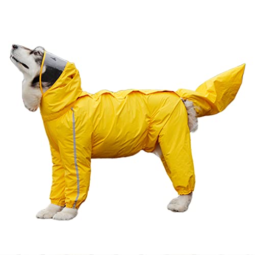 Regenmantel für Hunde, Einstellbare 4-Beine Hunde Regenjacke mit Kapuze und Reflektierenden Streifen, Hunderegenmantel Wasserdichter Hunderegenjacke Winddicht Mittlere und Große Hund Regen Poncho 7XL von YAOTT