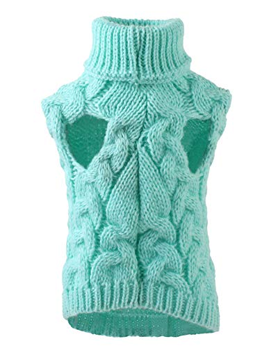 YAOTT Hunde Strickjacke Sweater Gestrickter Pullover für Kleine Mittelgroße Hunde Strickpullover Warm und Komfortable Hundepullover Haustier Bekleidung Blau M von YAOTT