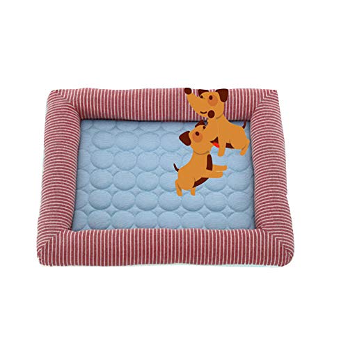 YAOTT Hundebett Mit Kühlmatte,Kühlmatte für Hunde, ungiftig, Sommer, Schlafbett für kleine Hunde, Haustiere, Katzen, Welpen Roter 70 * 52cm von YAOTT