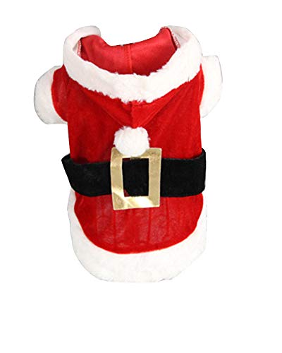 YAOTT Hundekostüm Weihnachten mit Kapuze für Cosplay Hunde Weihnachtskostüm Haustier Welpen Warm Mantel Hunde Weihnachtskleid Haustierkleidung für Kleine Mittel Hunde Rote Spitzen M von YAOTT