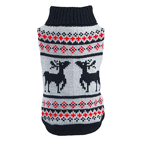YAOTT Hundepullover Weihnachten mit Rentier Muster, Hund Rollkragenpullover, Hunde Kostüme Winter Mantel Strickpullover, Strickwaren warme Haustier Pullover für Hundewelpen Katze Schwarz XL YAOTT Hundepullover Weihnachten mit Rentier Muster, Hund Rollkragenpullover, Hunde Kostüme Winter Mantel Strickpullover, Strickwaren warme Haustier Pullover für Hundewelpen Katze Schwarz XL von YAOTT