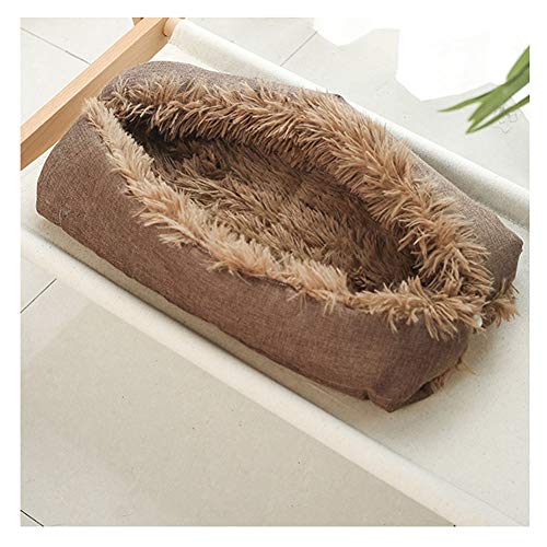 YAOTT Katzenbett Plüsch Waschbare Weich Runden Betten für Katzen Leicht zu Tragen und Entfernen Haustierbett Schlafen Bett Bequeme für Klein Hund Hundedecke Katzendecke Leichter Kaffee 50×60cm von YAOTT
