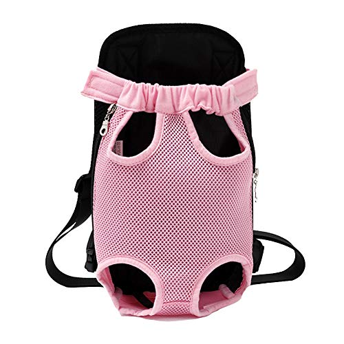 YAOTT Leichte Rucksack für Haustier, Verstellbare Haustiertasche klein Hunde Atmungsaktiv Leicht Rucksäcke Haustier Faltbar Hunderucksack mit Reißverschluss PinkWB S(28 * 18CM) von YAOTT