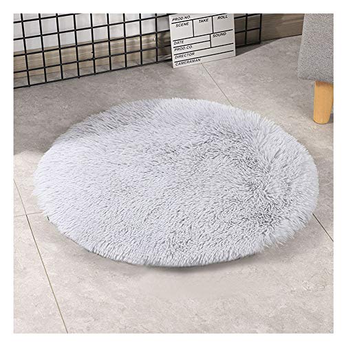 YAOTT Runde Liegedecke Plüsch für Hunde Katzen Warme Weiche Hundematte Katzendecke Schlafplatz für Kleine mittlere Grosse Hunde Hellgrau D60cm von YAOTT