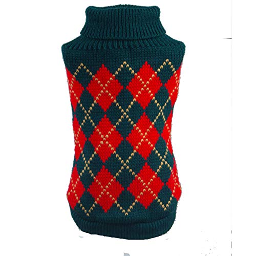 YAOTT Warme Netter Hundepullover mit Argyle-Muster, Sweater Gestrickter Pullover für Kleine Hunde Katze, Haustier Sweater Gestrickter Pullover für Kleine und Mittlere Hunde Teddy Chihuahua Grün S YAOTT Warme Netter Hundepullover mit Argyle-Muster, Sweater Gestrickter Pullover für Kleine Hunde Katze, Haustier Sweater Gestrickter Pullover für Kleine und Mittlere Hunde Teddy Chihuahua Grün S von YAOTT