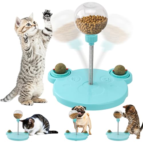 YAOZUP Futterball für Hunde, Wackelndes Hunde Leckerli Spielzeug, Leckerli Ball mit Saugnapf Minzball, Spielzeugball, Fördert langsames Fressen für Katzen(Blau) von YAOZUP