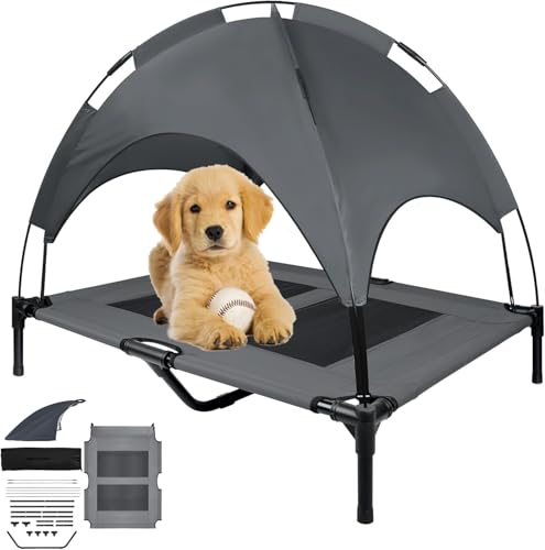 YARDIN Hundebett Haustierbett mit Dach Erhöhtes Hundeliege Hundehütte mit Baldachin Outdoor Große Hunde Haustier Liegeplatz Draußen Hundeliegeplatz Katzenbett Taftstoff - 92 x 76 x 92 cm YARDIN Hundebett Haustierbett mit Dach Erhöhtes Hundeliege Hundehütte mit Baldachin Outdoor Große Hunde Haustier Liegeplatz Draußen Hundeliegeplatz Katzenbett Taftstoff - 92 x 76 x 92 cm von YARDIN