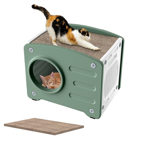 YARDIN Katzenhaus mit Katzenkratzbrett Indoor Outdoor Winterfest Katzenhöhle PP Katzenbetthöhle für Drinnen und Draußen Belüftet Katzenschrank Katzentonne für Katzen, Grün 55 x 40 x 46 cm YARDIN Katzenhaus mit Katzenkratzbrett Indoor Outdoor Winterfest Katzenhöhle PP Katzenbetthöhle für Drinnen und Draußen Belüftet Katzenschrank Katzentonne für Katzen, Grün 55 x 40 x 46 cm von YARDIN
