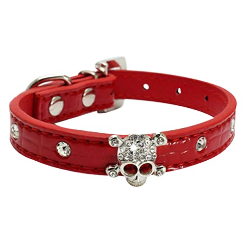 YARNOW 1 STK Halloween-schädel-haustierhalsband Halloween-welpenhalsbänder Stilvolle Haustierhalsbänder Halloween-Haustier-anzieh-Requisiten Hundehalsbänder Hundeleine Strasssteine Rot Pu von YARNOW