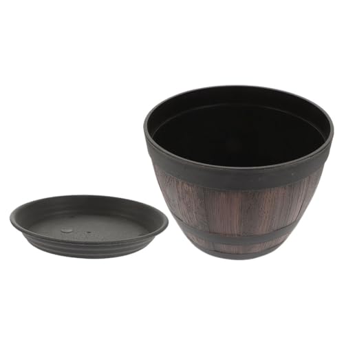 YARNOW 1 Satz Blumentopf blumenbank plastikblumen im Topf gartendeko rostoptik Pflanzkübel Gewächshaus gefälscht Dekoration Pflanzfass aus Holzimitat dekorativer Übertopf aus Kunststoff von YARNOW