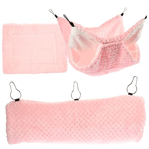 YARNOW 1 Satz Hamster Hängematte hamsterbett Hamster Tunnel Hamster-Tunnel Meerschweinchen-Tunnelbett Haustiere Haustiertunnel für Hamster Haustierhängematte für Hamster Flanell Rosa von YARNOW