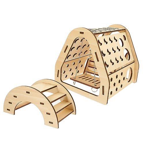 YARNOW 1 Satz Hamster Holzhaus DIY zusammengebautes Kleintier Lebensraum Dekoration Hamster brücke hamsterzubehör Versteck Übung Hamster Lebensraum Dekoration Hamster - von YARNOW