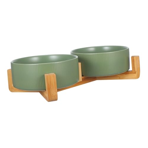 YARNOW Elegante Futter- und Wassernäpfe Aus Keramik für Haustiere 1 Set Holzständer für Katzen und Hunde Einfach Zu Bedienen YARNOW Elegante Futter- und Wassernäpfe Aus Keramik für Haustiere 1 Set Holzständer für Katzen und Hunde Einfach Zu Bedienen von YARNOW