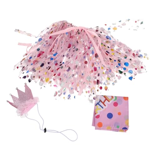 YARNOW 1 Satz Hundepartykleid Thematisiert Hundekostümhut Hunde-geburtstagshüte Plüsch Outfits Stichworte Schal Gestrickt Geburtstagsdekoration Name Welpe Erste Klein Haustiere Rosa Stoff von YARNOW