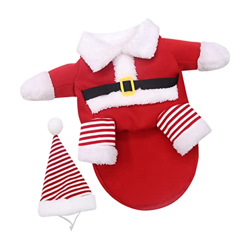 YARNOW 1 Satz Hundeumhang Winter Hündchen Hundekleidung Outfit Party Großes Hundegestüm Haustier Welpenkostüm Hundemäntel Mit Beinen Kostüm Für Hunde Lustig Hundekostüme Rot Baumwolle von YARNOW