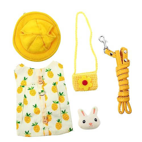 YARNOW Kaninchengeschirr Und Kleidung Haustiergeschirr Mit Tasche Und Mütze Baumwolle Leicht Bequem Verschluss Leine Für Kleine Haustiere Wie Kaninchen Meerschweinchen Chinchillas von YARNOW