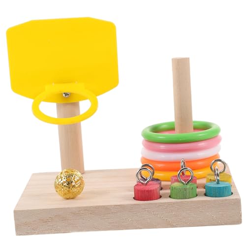 YARNOW Papagei Spielzeug Intelligentes Trainingsspielzeug Für Vögel Mit Holzbausteinen Und Basketballring Fördert Bewegung Und Einsamkeit Farbenfrohes Vogelzubehör Für Sittiche Und Papage von YARNOW