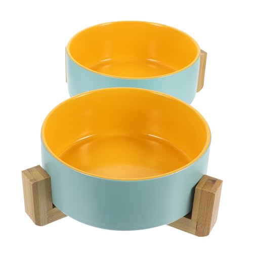 YARNOW 1 Set Ceramic Cat Dog Schüssel Schale Mit Holzstillst von YARNOW