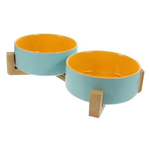 YARNOW Keramik-futternapf-Set für Haustiere Zweifarbiges Design Holzständer Futter- und Wassernapf für Haustiere Leicht Zu Pflegen YARNOW Keramik-futternapf-Set für Haustiere Zweifarbiges Design Holzständer Futter- und Wassernapf für Haustiere Leicht Zu Pflegen von YARNOW