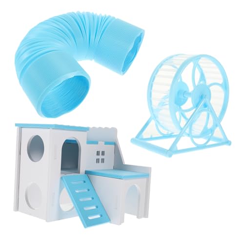 YARNOW 1 Set Pet Hamster Spielhaus Kunststoff Hamster Rad Holz von YARNOW