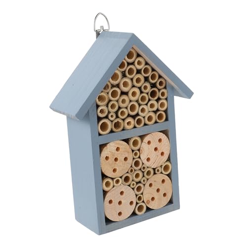YARNOW 1 Stück Bienennest Aus Holz Dekoratives Bienenhaus Nisthaus Bienenstock Nisthabitat Insektenhaus Gärten Vogelhaus Hängende Bienenkabine Bemaltes Holzhaus Außenhütte Blue Eisen von YARNOW