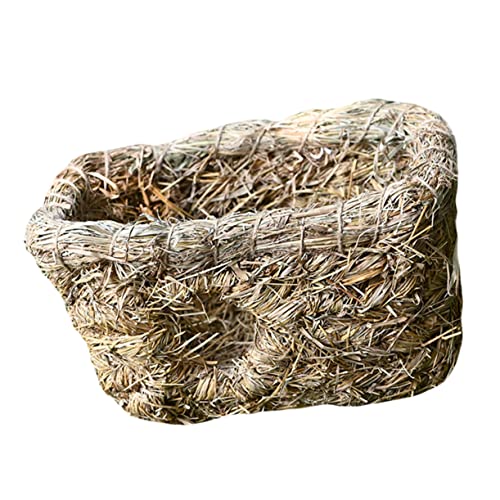 YARNOW 1 Stück Doppelte Haustier höhle klein Hund Katze drinnen Stroh weben kaninchenkäfig Rabbit cage Haustierspielzeug Kaninchenstall pet Bed Kaninchenhaus Haustiernest Berggras Yellow von YARNOW