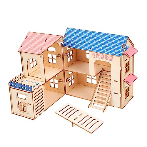 YARNOW 1 Stück Hamstervilla Haustier Hamster -versteck Hamsterkäfig Hütte Für Zwerghamster Käfige Hamster-kletterleiter- Klein Übung Klettern Hamster Holzhaus Hölzern von YARNOW