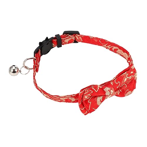 YARNOW Katzenhalskette Aus Stoff Bequemer Halsring Mit Glocke Verstellbares Haustierhalsband Kreatives Halsband Mit Schleife Haustierhalskette Mit Chinesischem Stil von YARNOW