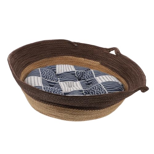 YARNOW Rattan Gewebtes Katzenbetthaus Für Zuhause Bequemes Haustier-schlafnest Haustierbett Korbnest YARNOW Rattan Gewebtes Katzenbetthaus Für Zuhause Bequemes Haustier-schlafnest Haustierbett Korbnest von YARNOW