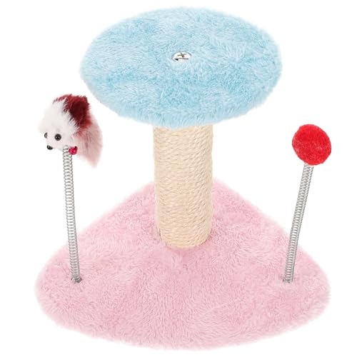 YARNOW Katzenkletterspielzeug Mit Dreieckiger Basis Federratten Und Fuzzy-Ball-Design Katzenkletterpfosten Kratzspielzeug Übungsgerüst Schlafnest Für Haustiere Gemischte Farbe von YARNOW