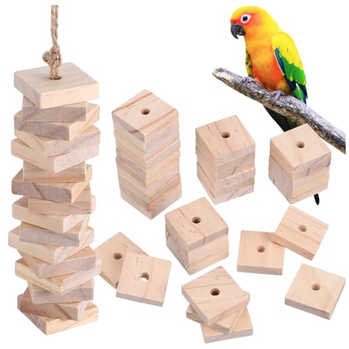 YARNOW 100St Papagei Kauspielzeug Vogelspielzeug ersatzteile Holzwürfel für Vögel Sittich-Trainingsspielzeug Spielset aus Holz Vogelkäfig Papagei, der Holz kaut Kaublöcke für Papageien von YARNOW