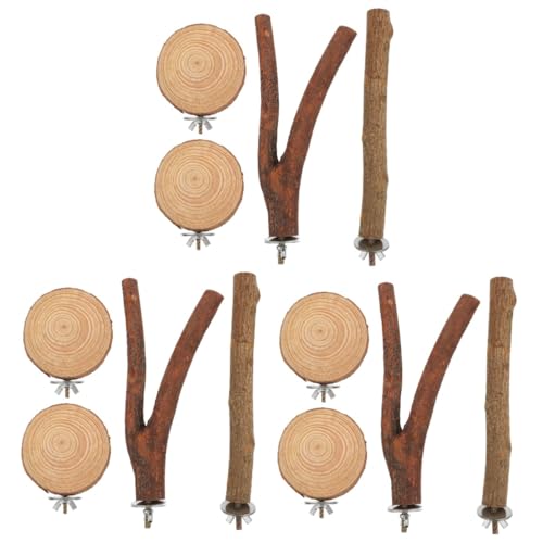 YARNOW 12 STK stehende Stange Vogelspielplatz aus Naturholz Papageienkäfig AST Spielzeug Vogelspielzeug holzbohle Spielset aus Holz Spielzeuge Beißspielzeug aus Holz für Papageien hölzern von YARNOW