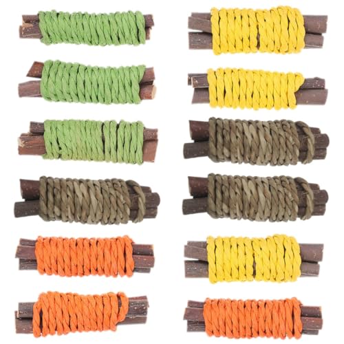 YARNOW 12 Stück Pet Sweet Bambusstab Holz Heu Kauspielzeug Für Meerschweinchen Kaninchen Hasenkauspielzeug Klein Molarenstab Meerschweinchen Hamster Zähne Apfelzweig von YARNOW
