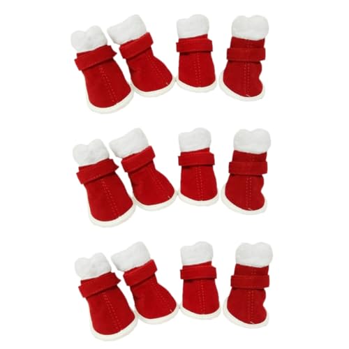 YARNOW 12 Stück Winddichte rutschfeste Hundeschuhe Winter Pfotenschutz Set wasserdichte Schutzstiefel für Kalte Tage Rot für Regen von YARNOW