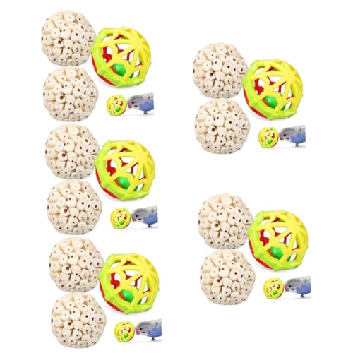 YARNOW 15 STK Vogel Spielzeugball Nahrungssuche Spielzeug Gummibälle Spielzeug Schleifen Von Schnabelkugeln Kaninchenzubehör Kauspielzeug Für Sittiche Anlage Langen Kegelschwanz von YARNOW