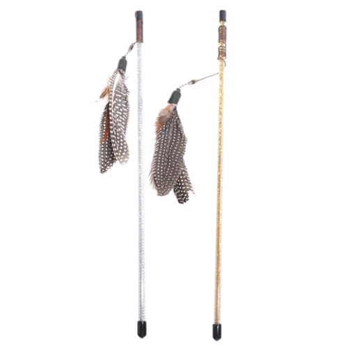 YARNOW 2 STK zum Necken von Katzen weihnachtskatze Teaser Katzenminze Katze Zauberstab Katzenspielzeug Zauberstab Kätzchen interaktives Silver von YARNOW
