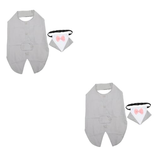YARNOW 2 Sätze Hundeanzug Hunde-Smoking für kleine Hunde Welpe Hemden hundekleidung hundebekleidung Kleider Fliege für Hunde Hund hochzeitsdeko Haustier passen schmücken Bankett Polyester von YARNOW