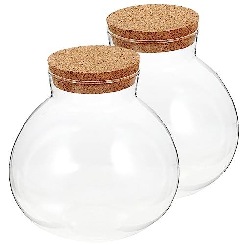 YARNOW Mehrzweck-pflanzbehälter Aus Glas Mit Moos 2 Stück Runde Glasflasche Mit Korkdeckel Landschaftsglas Zur Dekoration YARNOW Mehrzweck-pflanzbehälter Aus Glas Mit Moos 2 Stück Runde Glasflasche Mit Korkdeckel Landschaftsglas Zur Dekoration von YARNOW
