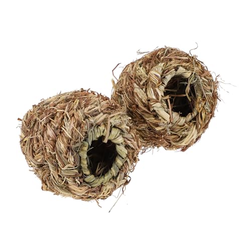 YARNOW 2 Stück Grasball interaktives Hamster Strohball pet Supplies Kaninchen aus Strohgeflecht Zahn Heu Gras gewebte Bälle Haustiertraining Brown von YARNOW