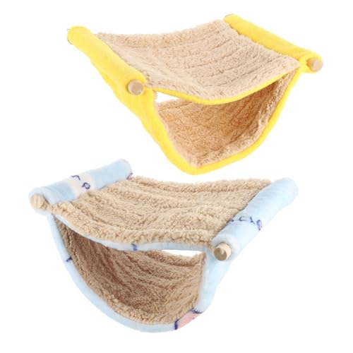 YARNOW 2 Stück Hamster-Plüsch-Hängematte Papageiennest Hausbett Hamster Bett hamsterbett haustierbett erhöht vogelspielzeug Papageienbett Schlafbett für Haustierkäfig Flanell Yellow von YARNOW