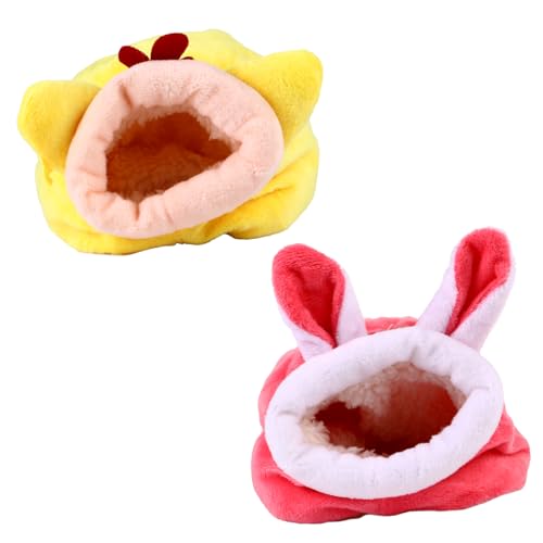 YARNOW 2 Stück Hamsternest kuschelhöhle nagerhaus haustierfeldbett Kleintierbett Hamsterbiss Verstecke Meerschweinchen Kuschelsack Vlies Igel Winternest kleine Tiere nisten kurzer Plüsch von YARNOW