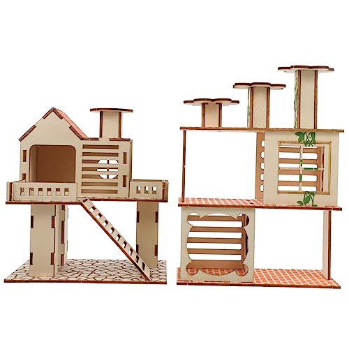 YARNOW 2 Stück Hamstervilla Hamsterspielzeug Guinea Versteck Käfig für Hamster für Hamster Klettern nagerhaus nager haustiervilla Hamsterspielplatz Hamsterhaus hölzern von YARNOW