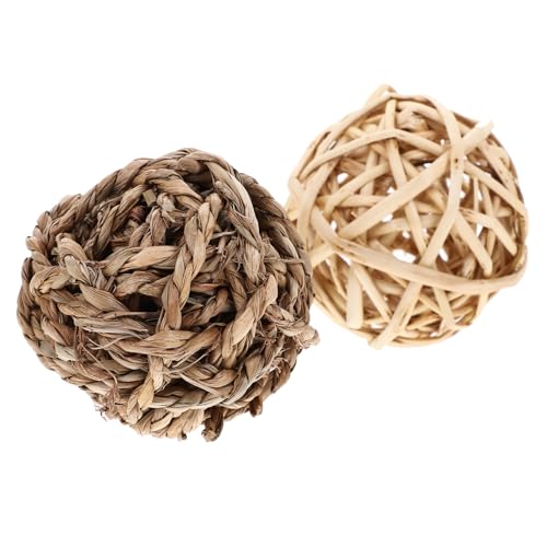 YARNOW 2 Stück Haustier-Kaninchen- -strohball-beißball-Snack- Drinnen Behandeln Klein Hasen Heu Meerschweinchen Kugel Zahn Kaninchen Behandelt Zähne Gras von YARNOW